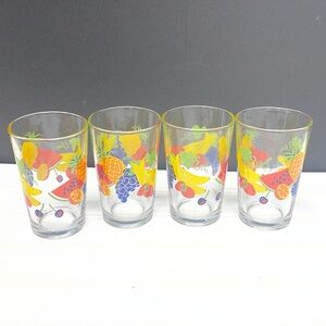 Firna Indonesia Juice Glasses with Fruit Pattern Set of Four